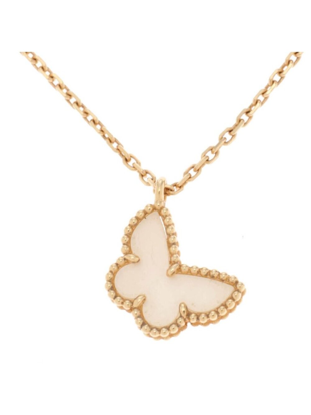 Van Cleef & Arpels Sweet Alhambra Papillon Necklace Mother of Pearl YG